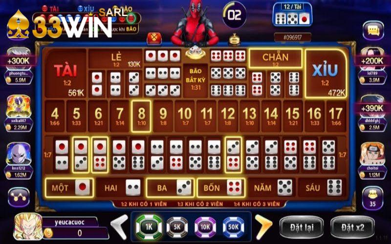 5 cửa cược game bài Sicbo